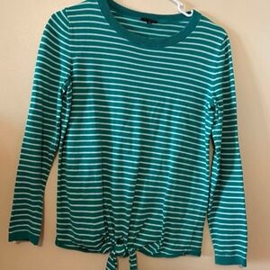 Talbots Teal Striped Long Sleeve Top